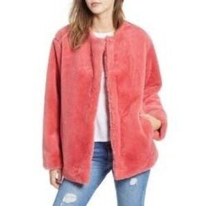 Bernardo Womens Coral Faux Fur Teddy Bear Coat Size XS